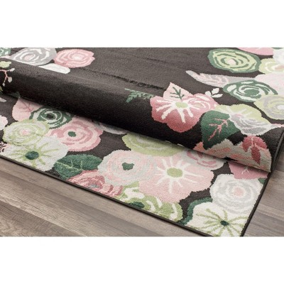 Royal Blossom Pink Onyx Floral Round Synthetic Rug