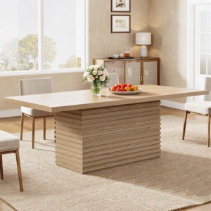 84" Rectangular Dining Table with Solid Wood Base, Modern Kitchen Table for 6-8 People, Wood Dining Table for Kitchen or Dining Room-Koiai - 1 of 4