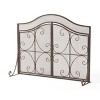 Spassway 41"W*32"H See-Through Metal Fireplace Screen with Decorative Scroll Foldable Fire Spark Guard Cover with Decorative Mesh for Living Room - 4 of 4