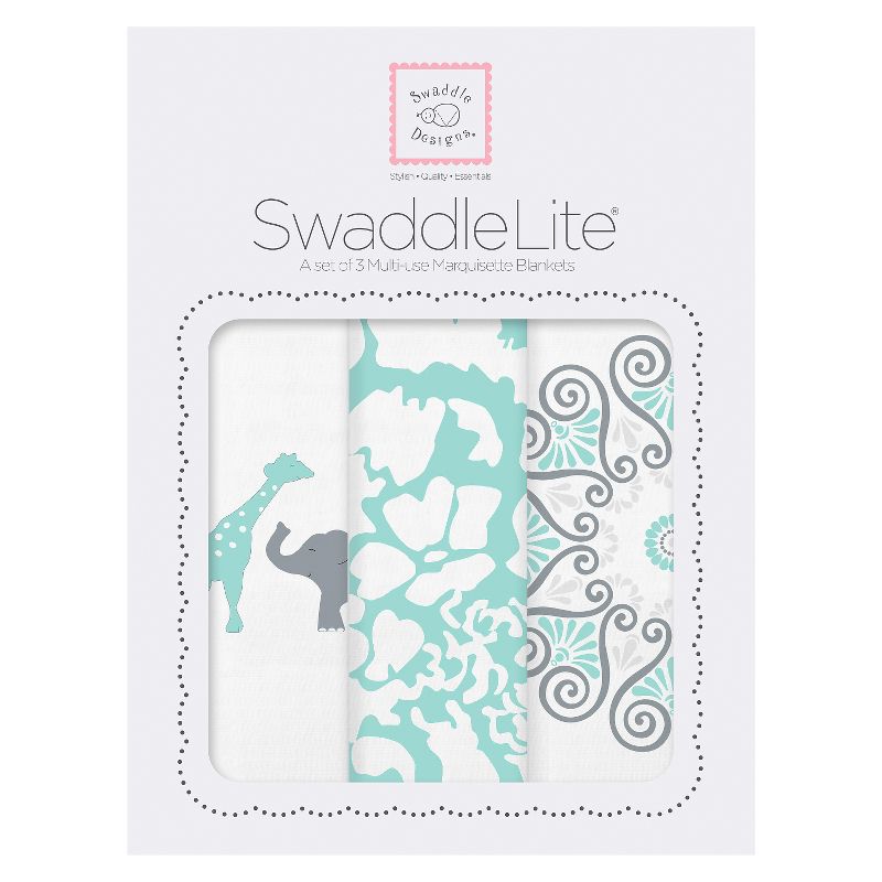 SwaddleDesigns Swaddle Blanket Lite Blanket - Lush Lite - SeaCrystal 3pk, 2 of 6