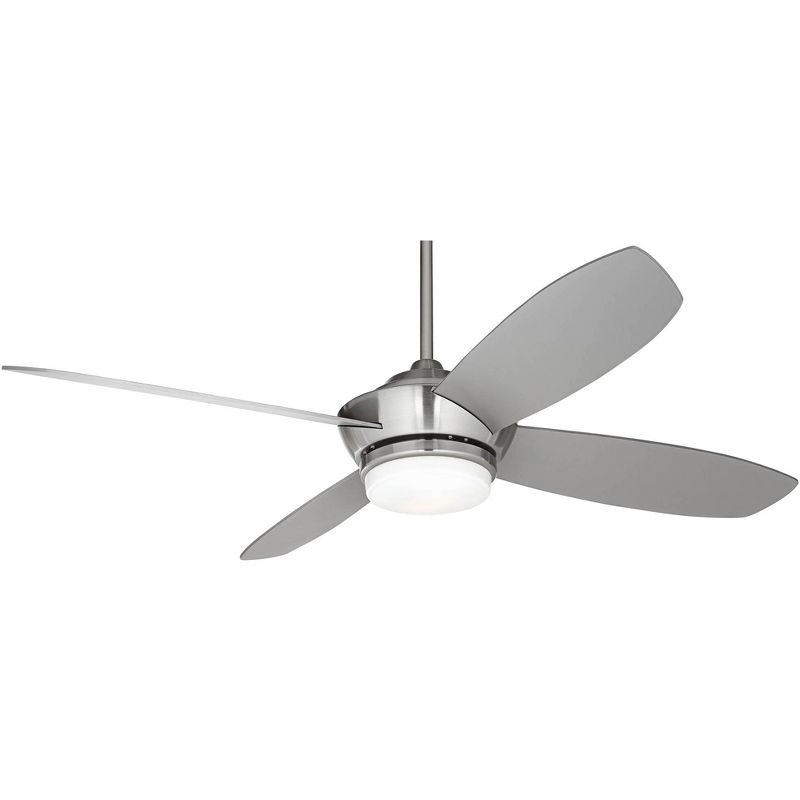 52" Casa Vieja Veridian Modern Indoor Ceiling Fan with Dimmable LED Light Remote Control Brushed Nickel Opal Glass for Living Room Kitchen House Home, 1 of 10