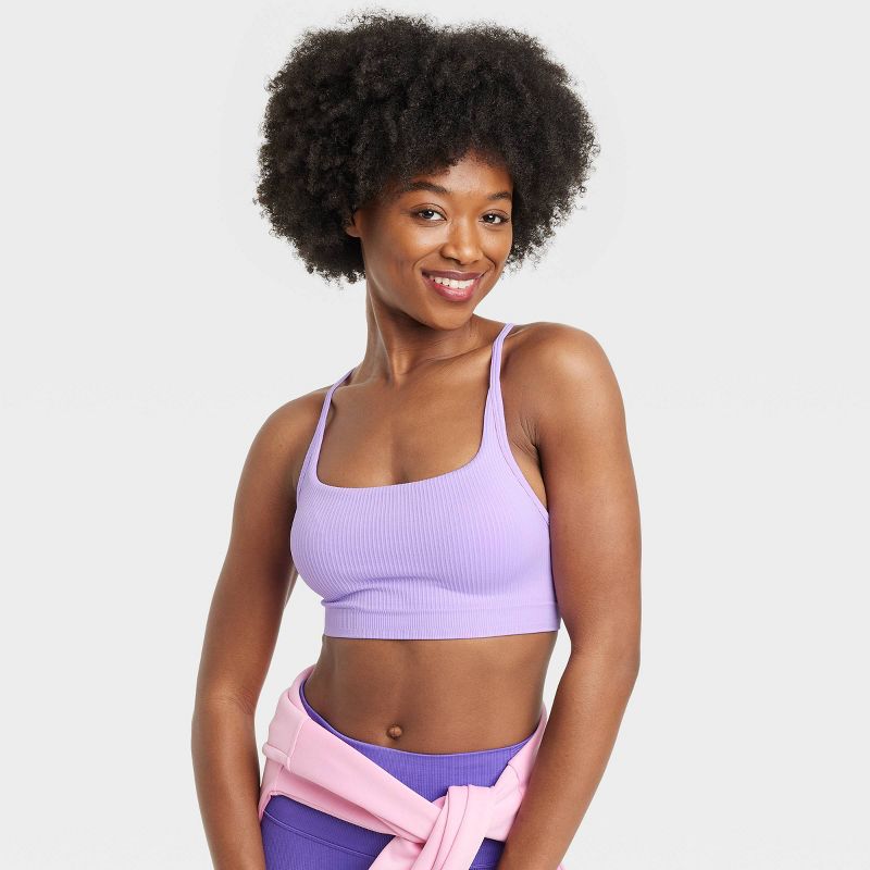 Women's Seamless Light Support Rib Sports Bra - All In Motion™, 6 of 7