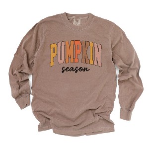 Simply Sage Market Women's Pumpkin Season Grunge Long Sleeve Garment Dyed Tee - 1 of 4
