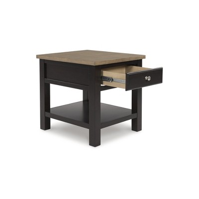 Brown Transitional Wood End Table with Storage Drawer