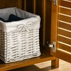 Nicbex Storage Bench Bamboo Shoe Bench with Storage Cabinets 3 Doors Side Rack for Entryway - 2 of 4