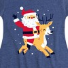 Girls' - Instant Message - Santa and Reindeer Christmas Fit & Flair Cap Sleeve Graphic Dress - 2 of 4