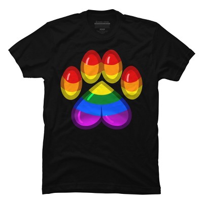 Adult Design By Humans Rainbow Pride Heart Pawprint By leashonlife T-Shirt