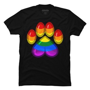 Adult Design By Humans Rainbow Pride Heart Pawprint By leashonlife T-Shirt - 1 of 2