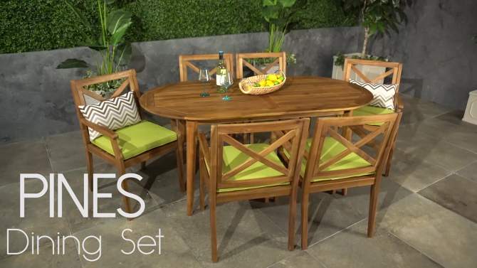 Pines 7pc Acacia Oval Wood Dining Set - Christopher Knight Home, 2 of 9, play video