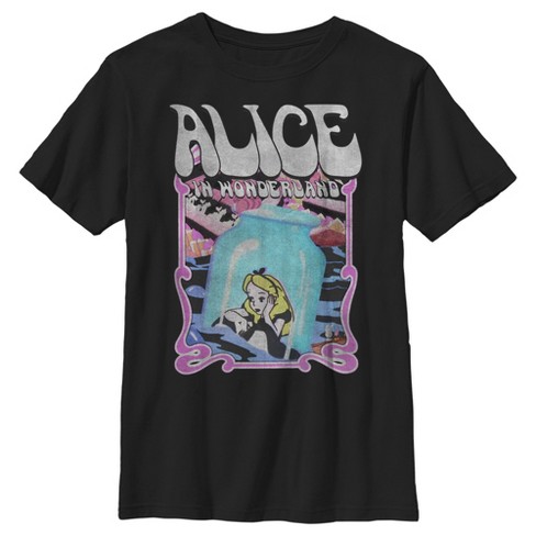 Boy's Alice In Wonderland Alice Lost Stuck In A Bottle T-shirt - Black ...