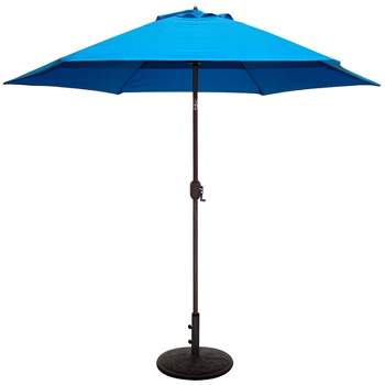 9' x 5' Aluminum Bronze Umbrella Blue - Tropishade