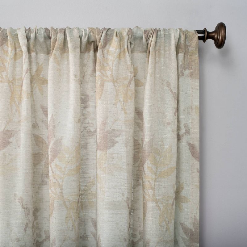 Hilary Watercolor Floral Linen Blend Semi - Sheer Rod Pocket Curtain Panel Blush - No. 918, 3 of 7