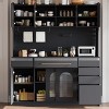 63''W Buffet Hutch Cabinet with 6 Drawers, 5 Cabinets, Adjustable Shelves, Towel Rack, Power Outlet for Kitchen or Dining Room-The Pop Home - 3 of 4