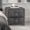 Sapphtopaz Modern Nightstand with Vertical Channel Tufting Drawers & Nailhead Trim Bedside Table with Crystal-like Knob for Bedroom, Living Room - 2 of 4