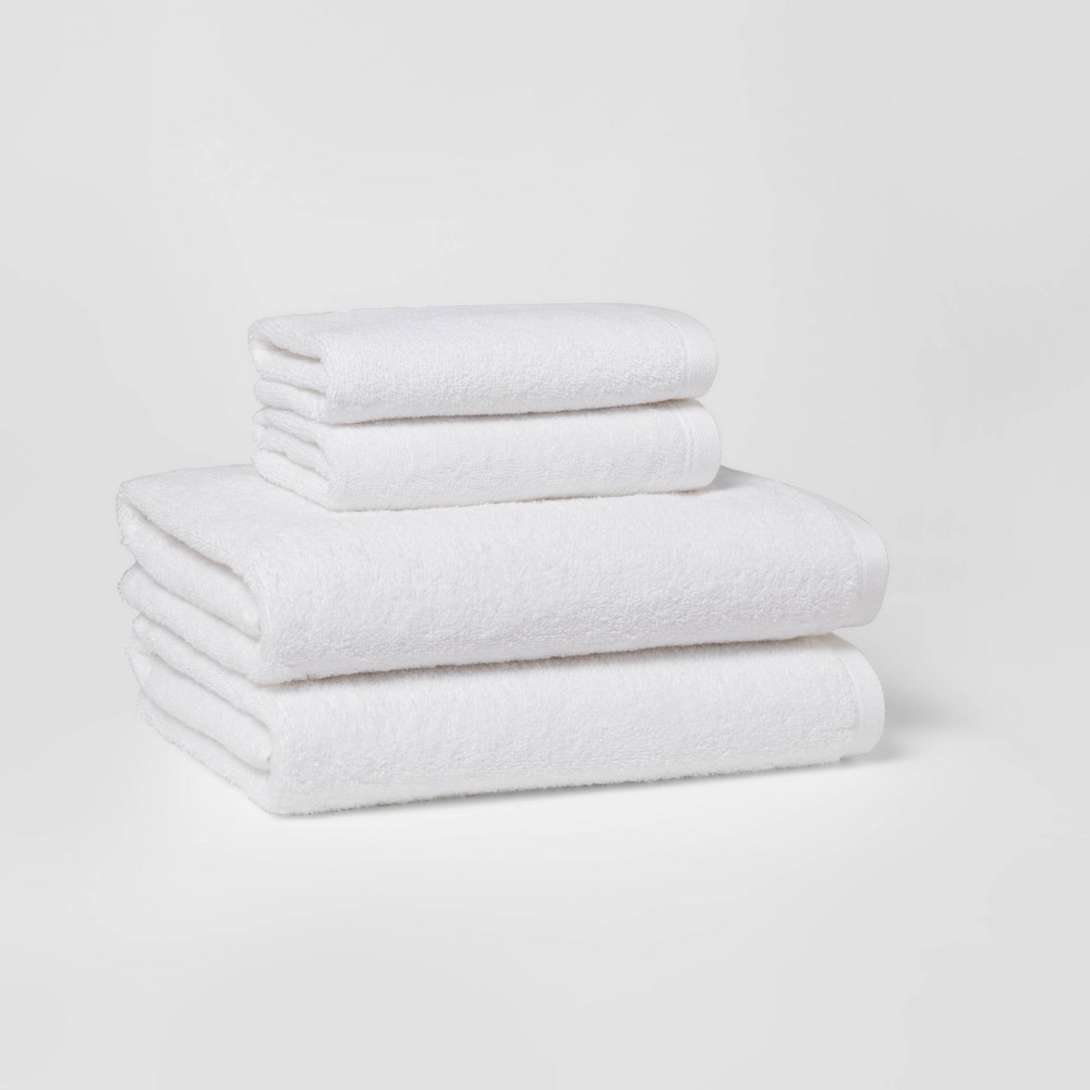 Photos - Towel 4pk Antimicrobial Assorted Bath and Hand  Set White - Room Essentials