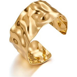 Hammered Chunky Cuff Bracelets for Women Vintage Boho Wide Bangle Bracelets Thick Arm Cuff - 1 of 4