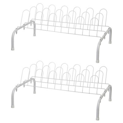 9-Pair, Wall Mounted Silver Metal Wire Boot and Shoe Rack