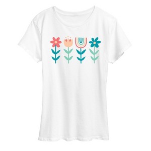 Women's - Instant Message - Scandinavian Boho Flowers Short Sleeve Graphic T-Shirt - 1 of 4