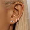Blue Marquise CZ Flat Back Earrings for Cartilage or Lobe 16g Gold Plated Sterling Silver 1 pair by Ginger Lyne - 3 of 4