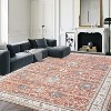 Washable Area Rug, Green Oriental Vintage Faux Wool Carpet, Non-Slip Stain-Resistant Soft Accent Rug for Living Room Bedroom Dining Room - 2 of 4