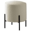 Sapphtopaz 15.5" Modern Round Ottoman Foot Stool Small Vanity Stool with Metal Legs Small Ottoman Shoe Bench for Living Room, Bedroom, Entryway, Beige - 4 of 4