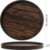 Attop Rustic Round Wood Tray 12 Inch Farmhouse Coffee Table Ottoman Decor with Bohemian Style for Kitchen Countertop Deep Brown - 3 of 4