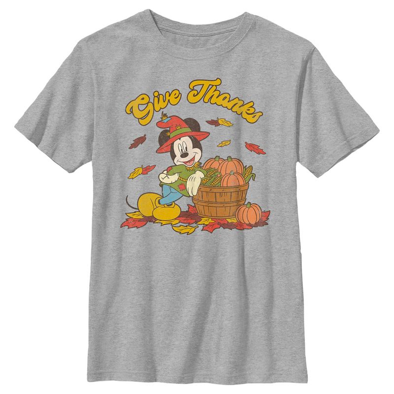 Boy's Mickey & Friends Give Thanks Scarecrow Mickey T-Shirt, 1 of 6