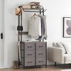 Clothes Rack, 6 Drawer Rack with Hanging Rods, Metal Frame Wardrobe Closet w/Wooden Top, Freestanding Tall Clothing Rack for Bedroom, Hallway, Gray - 3 of 4