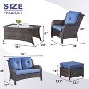 POCASSY 6 Piece Patio Furniture Set, All Weather Wicker Rattan Patio Lovseat Sofa Set with Wicker Patio Chair, Coffee Table and Ottoman - 3 of 4