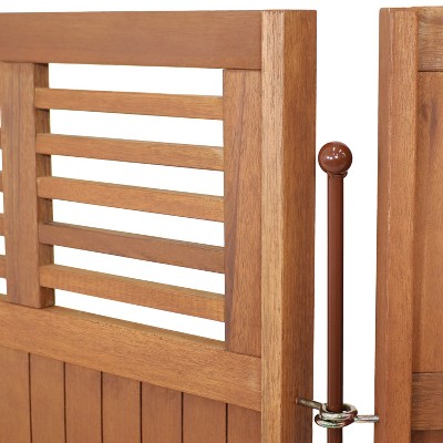 Brown Meranti Wood Folding Outdoor Privacy Screen with Teak Oil Finish