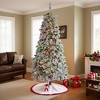 Artificial Christmas Tree, Prelit Snow Flocked Xmas Tree with PE Branch Tips, Colorful Lights, Metal Stand, Full Tree for Christmas Decor - 3 of 4