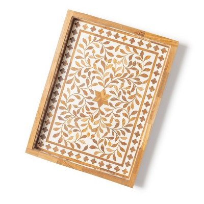 Jodhpur Wood Inlay Decorative Tray, 20" x 15"