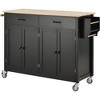 JUJABU Kitchen Island Cart with Solid Wood Top and Locking Wheels, 54.3 Inch Width, 4 Door Cabinet - 2 of 4