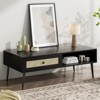 FURNIinspire Coffee Tables Modern Wooden Rectangular Coffee Table, Center Table With Rattan Door Drawer For Living Room, Brown, 23.2"*47.2"*17.7" - 2 of 4
