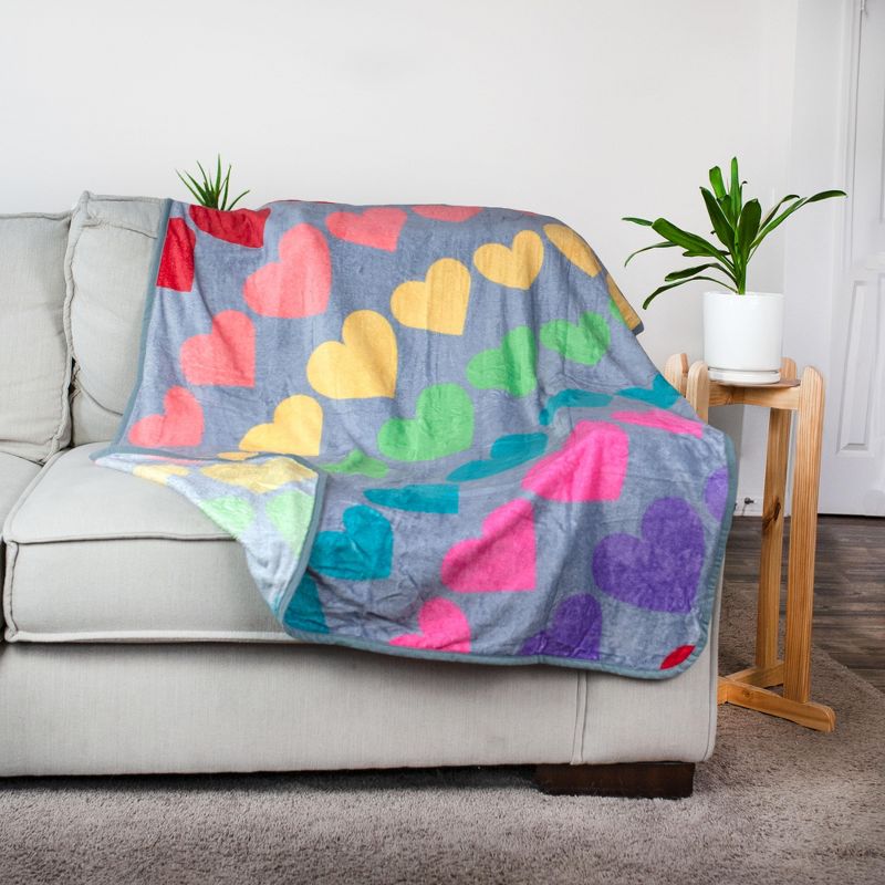 Toynk We Are In This Together Rainbow Window Hearts Throw Blanket | 45 x 60 Inches, 2 of 8