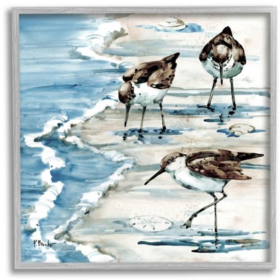 Stupell Industries Rockhampton Sandpipers Beach Grazing Framed Giclee Art