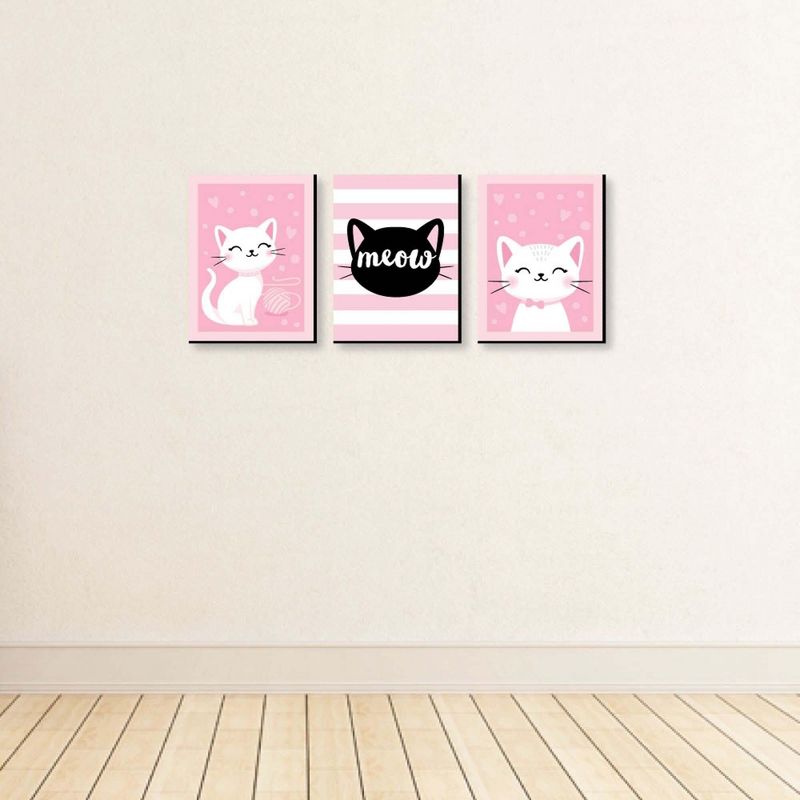 Big Dot of Happiness Purr-fect Kitty Cat - Kitten Meow Nursery Wall Art and Kids Room Decorations - Gift Ideas - 7.5 x 10 inches - Set of 3 Prints, 3 of 8