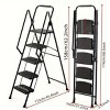 Syemin Ladders 5-Step Ladder, Folding Portable Ladder Stool, With Anti Slip Pedals, Lightweight Portable Steel Ladder Stool, Black, 45.4"*35"*62.2" - 2 of 4