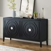 ORRD Retro Sideboard w/Circular Groove Doors & Round Metal Handles - For Entryway/Living/Dining Room（Black） - 3 of 4