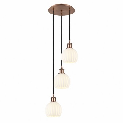 White Venetian - 3 Light Cord Hung Multi Pendant In Modern Style-12.25 Inches Tall and 12.5 Inches Wide
