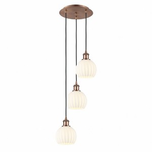 White Venetian - 3 Light Cord Hung Multi Pendant In Modern Style-12.25 Inches Tall and 12.5 Inches Wide - 1 of 1