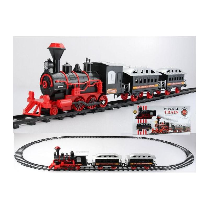 Northlight 13-Piece Red and Black Battery Operated Lighted and Animated Train Set with Sound, 4 of 5