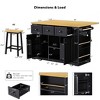 53" Large Kitchen Island on 5 Wheels, with 2 Bar Stools, Power Outlet, Door Internal Storage Rack, Drop Leaf, 5 Open Side Racks & 3 Drawers - 2 of 4