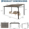 10x14ft Hardtop Lean-to Wall-Mounted Gazebo, All-Weather Pergola with 6mm Polycarbonate Roof & Reinforced Frame for Deck, Porch, Backyard, Garden - 2 of 4
