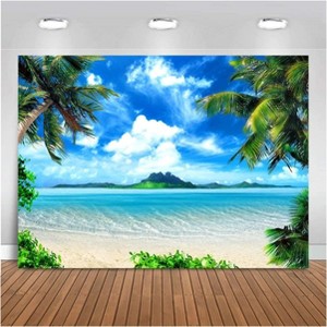 Aoibox Summer Beach Theme Photo Backdrop 1 Piece 9x6 ft Hawaii Coconut Tree Banquet Scene for Party Wedding Photography Decor - 1 of 4