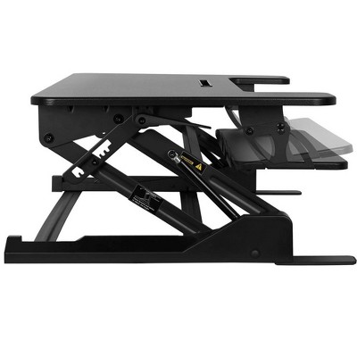 Black 36-Inch Height Adjustable Sit-Stand Desk Converter with Keyboard Tray