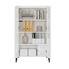 ORRD Modern Bookcase Cabinet with 2 Glass Doors, 4 Adjustable Shelves, Maple & Off White Storage for Living Room, Home Office, Dining Room - 4 of 4