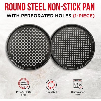 Bakken 13-Inch Non-Stick Perforated Carbon Steel Pizza Pans - Set of 2