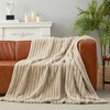 Amelie Home Soft Faux Fur Throw Blanket, Faux Rabbit Fur Striped Throw Blanket - 4 of 4