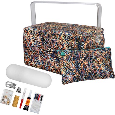 Singer Lg Basket Rolled Edge Tropical Print Matching Zipper Pouch And Sew  Kit : Target